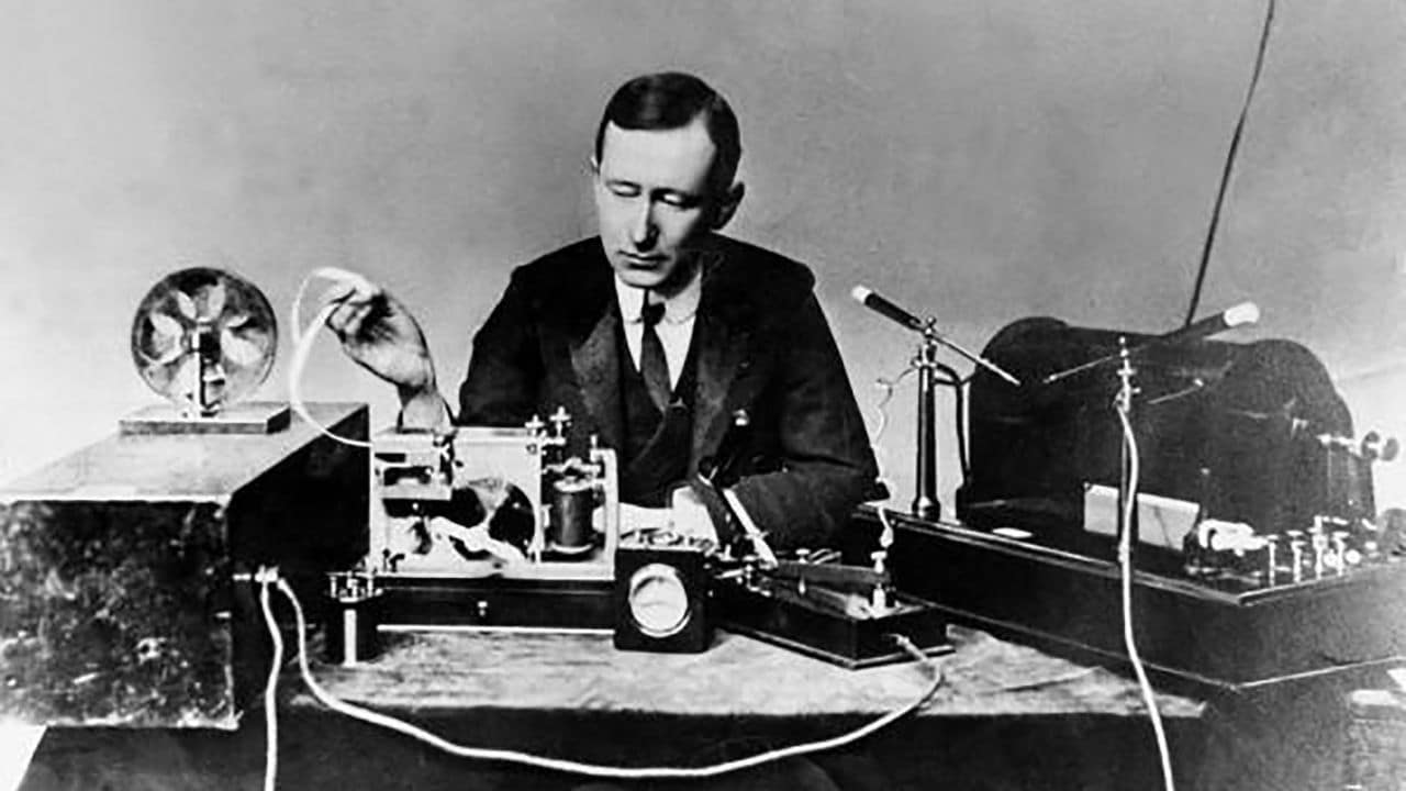 Guglielmo Marconi’s operating apparatus similar to the one used by him to transmit the first wireless signal across the Atlantic.