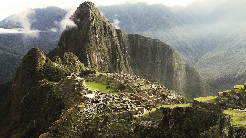 The lost city of Machu Picchu along the Inca Trail in Peru