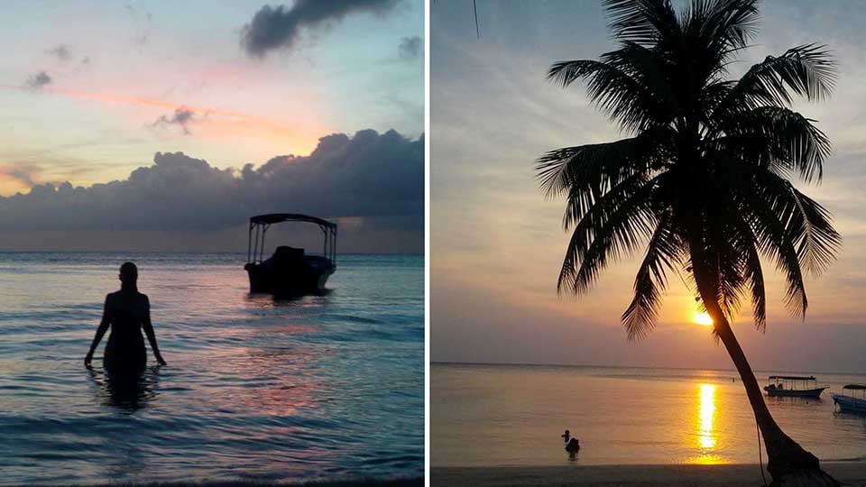 Beautiful ocean sunsets in Roatan Honduras